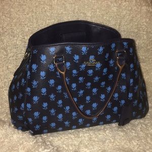 Black with light blue roses Coach bag.